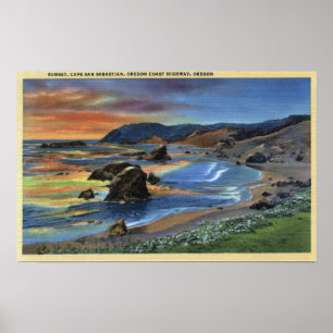 Sunset at Cape San Sabastian on Oregon Poster
