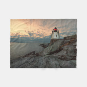 Sunset At Castle Hill Lighthouse Fleece Blanket