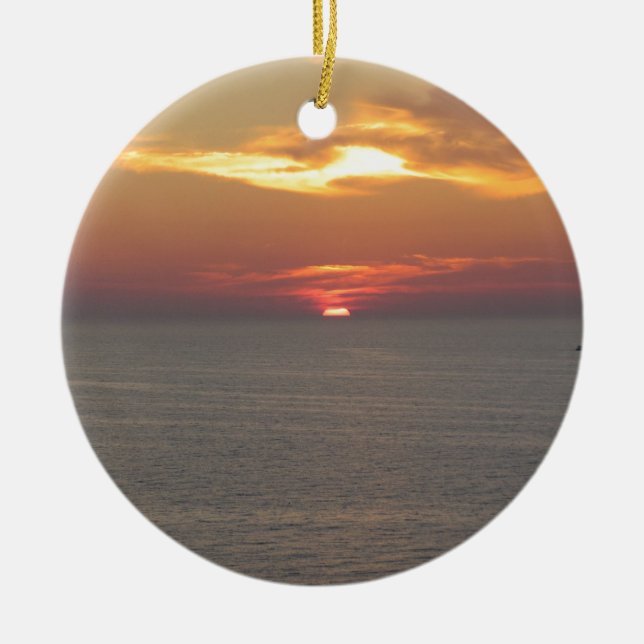 Sunset at Clearwater Ceramic Ornament (Front)