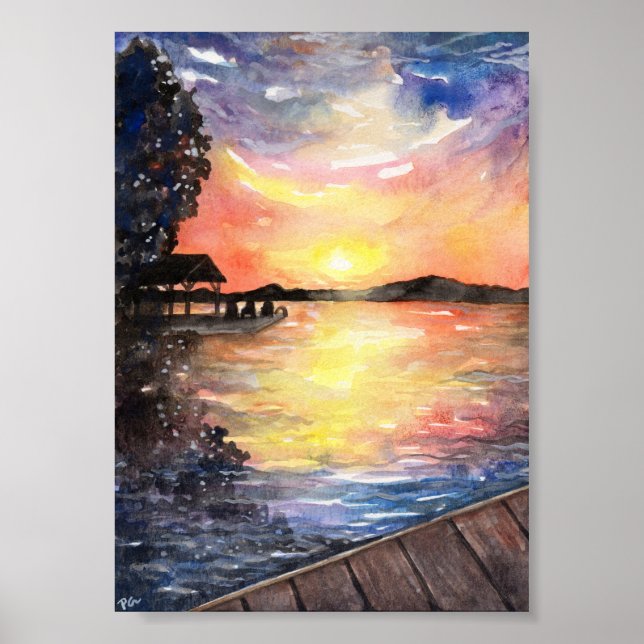 Sunset at Cottage Poster (Front)