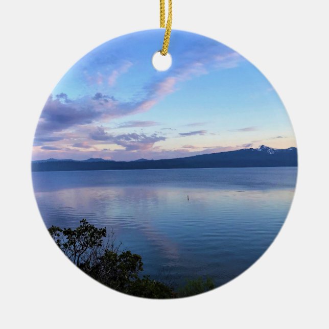Sunset at Crescent Lake, OR Ceramic Ornament (Front)