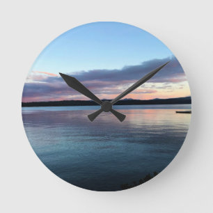 Sunset at Crescent Lake, OR Round Clock