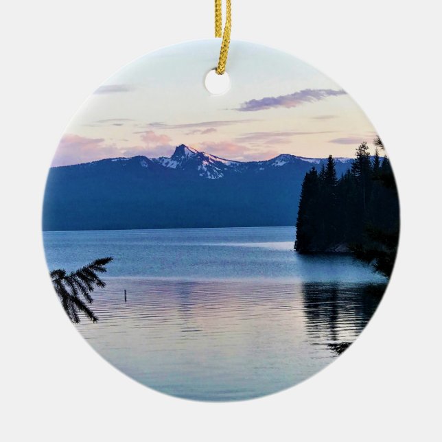 Sunset at Crescent Lake, Oregon Ceramic Ornament (Front)