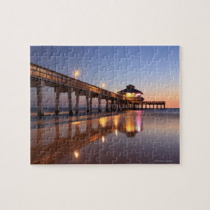 Sunset at Fishing Pier, Fort Myers Beach, Jigsaw Puzzle