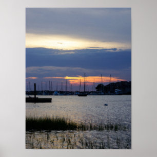 Sunset At Folly Harbor Poster