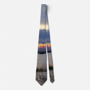 Sunset At Folly Harbour Neck Tie