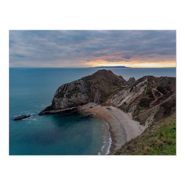 Sunset at Jurrasic Coast, England, UK Poster (Front)