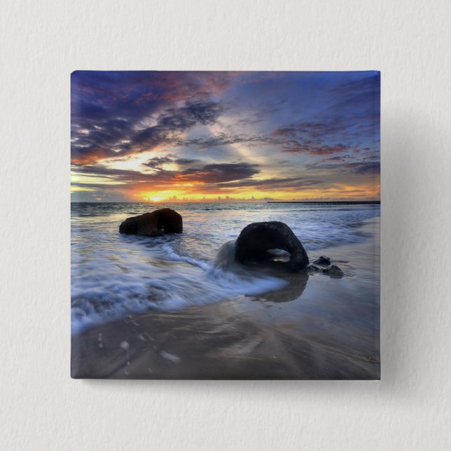 Sunset At Kedonganan Beach 2 Inch Square Button (Front)