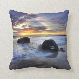 Sunset At Kedonganan Beach Throw Pillow