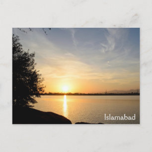 Sunset at lake postcard