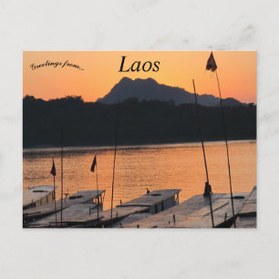 Sunset at Luang Prabang Laos Postcard