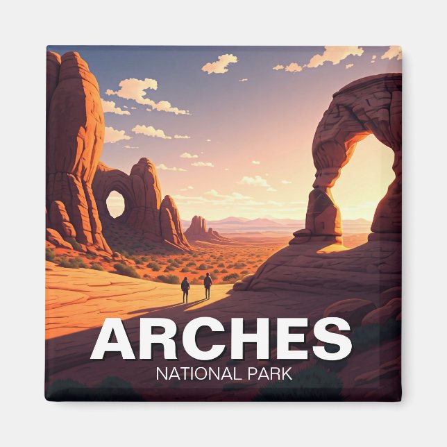 Sunset at Moab Utah Arches National Park Magnet (Front)