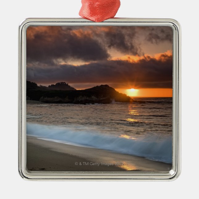 Sunset at Monastery Beach, Carmel, California, Metal Ornament (Front)
