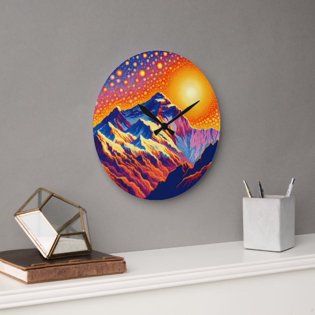 Sunset at Mount Everest Large Clock (Office)