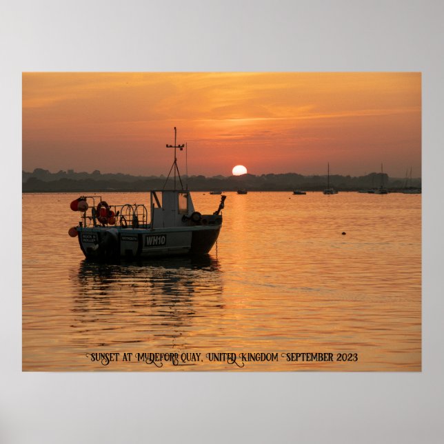 Sunset at Mudeford quay, United Kingdom  Poster (Front)