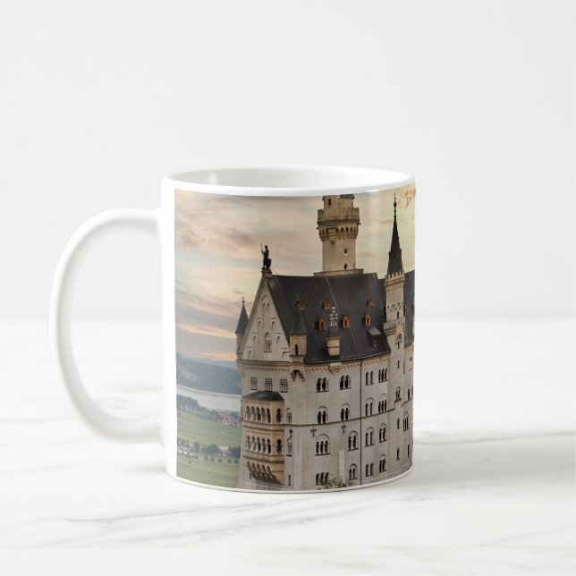Sunset at Neuschwanstein Castle, Germany Bavaria Coffee Mug (Left)
