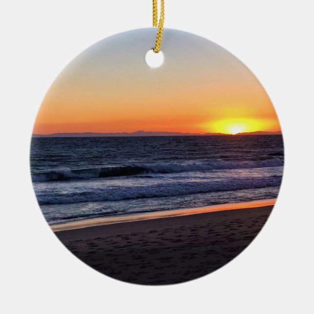 Sunset at Newport Beach, California Ceramic Ornament (Front)