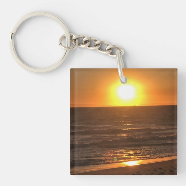 Sunset at Newport Beach, California Keychain (Front)