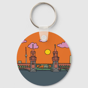 Sunset at Oberbaum Bridge in Berlin Keychain