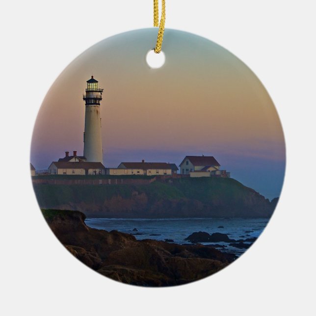 Sunset at Pigeon Point Lighthouse California Ceramic Ornament (Front)