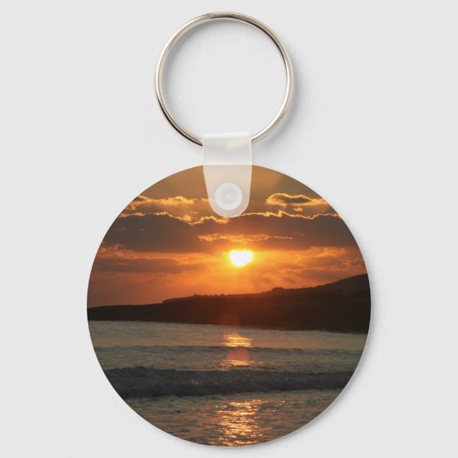 Sunset at Praia Da Luz Beach, Algarve, Portugal Keychain (Front)