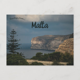 Sunset at Sanap Cliffs Munxar Malta Postcard