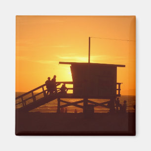 Sunset at Santa Monica State Beach Magnet