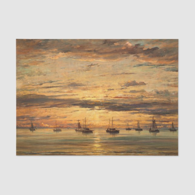 Sunset at Scheveningen by Hendrik Willem Mesdag Tissue Paper (Front)