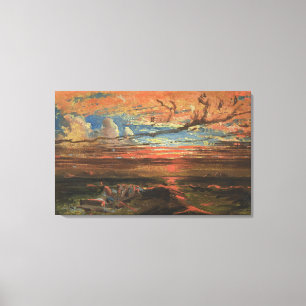 Sunset at Sea after a Storm (oil on pressed cardbo Canvas Print