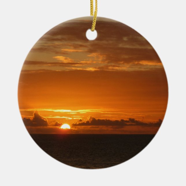 Sunset at Sea I Tropical Colourful Seascape Ceramic Ornament (Front)