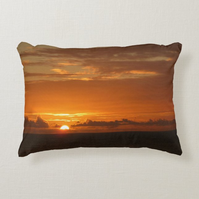 Sunset at Sea I Tropical Colourful Seascape Decorative Pillow (Front)