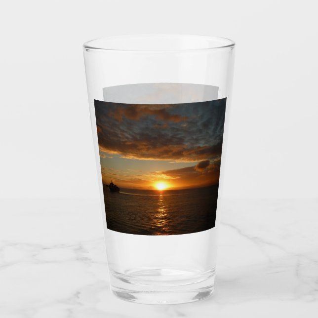 Sunset at Sea II Tropical Seascape Glass (Front)