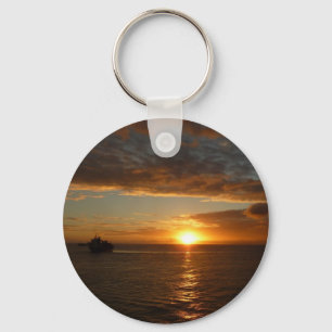 Sunset at Sea II Tropical Seascape Keychain