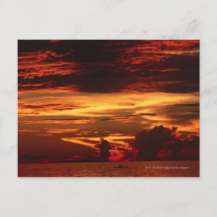 Sunset at sea postcard