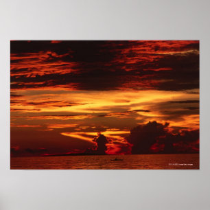 Sunset at sea poster