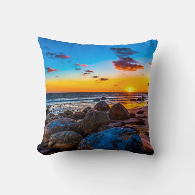 Sunset At Sea Throw Pillow (Front)
