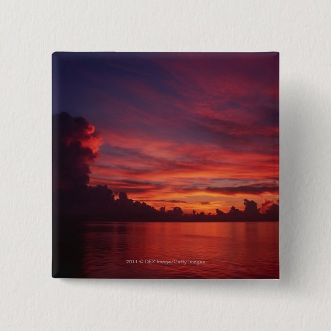 Sunset at sea with dark clouds 2 inch square button (Front)