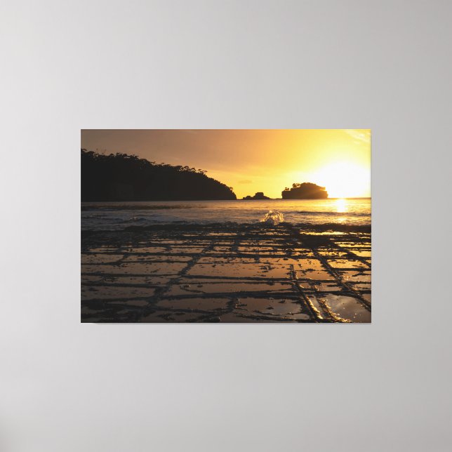Sunset at Tessellated Pavement Tasmania Australia Canvas Print (Front)