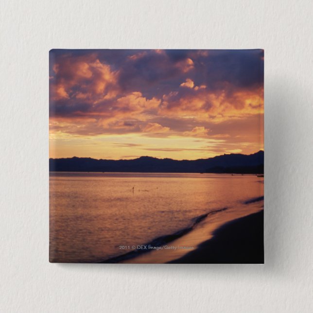 Sunset at the beach 2 inch square button (Front)