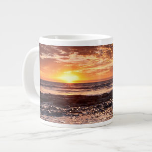 Sunset at the beach, California Large Coffee Mug