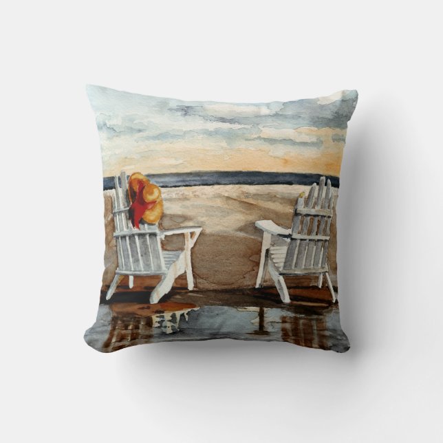 Sunset at the Beach Throw Pillow (Front)