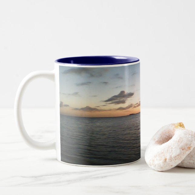 Sunset At The Beach Two-Tone Coffee Mug (With Donut)