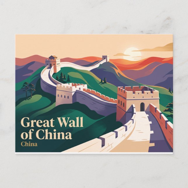 Sunset at the Great Wall of China Postcard (Front)