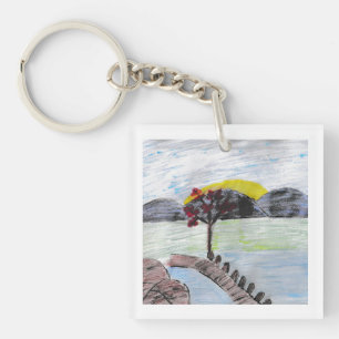 Sunset at the lake keychain