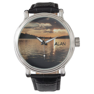 Sunset at the Lake Wrist Watch