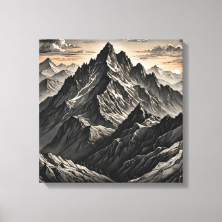 Sunset at the mountains artwork canvas print