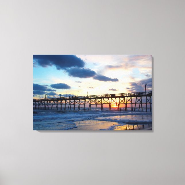 Sunset at the Oak Island, North Carolina Pier Canvas Print (Front)