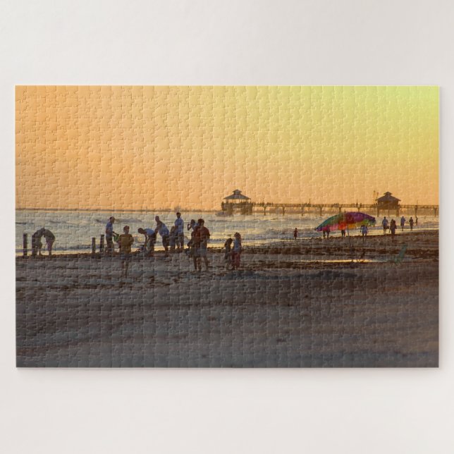 Sunset at the ocean beach jigsaw puzzle (Horizontal)