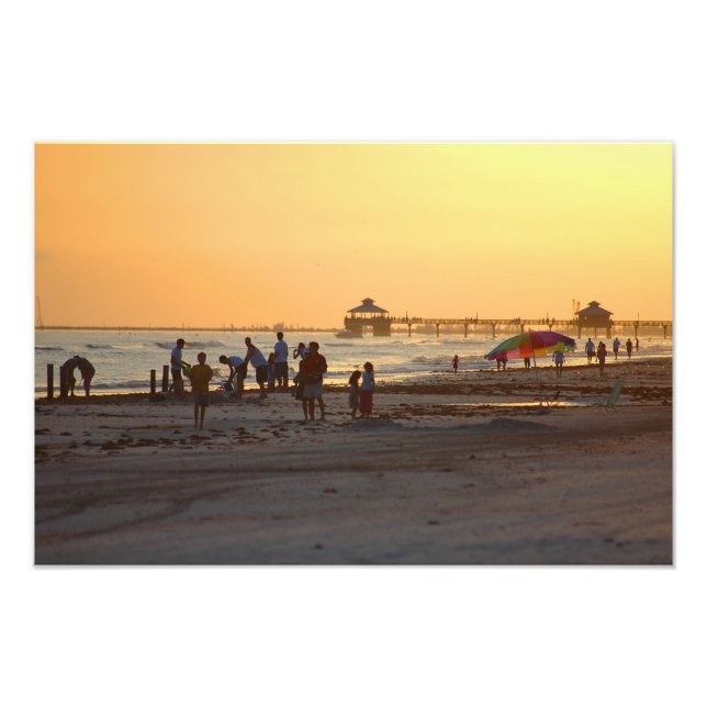 Sunset at the ocean beach photo print (Front)