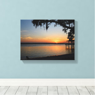 Sunset at the river canvas print